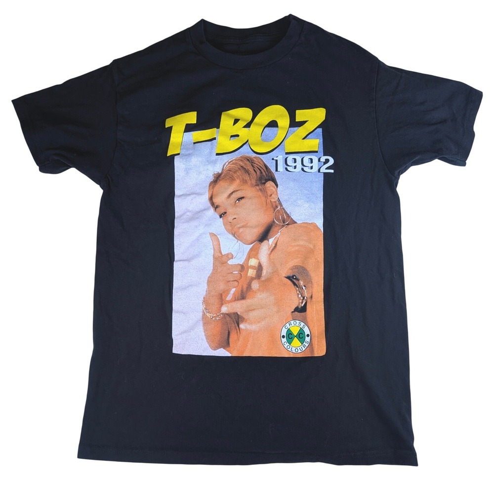 Cross Colours T-Boz 1992 Graphic T-Shirt Mens Medium Black TLC R&B Streetwear
